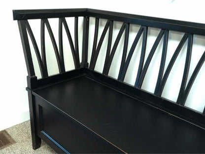 Highback Triangle Slatted Bench W/ Storage