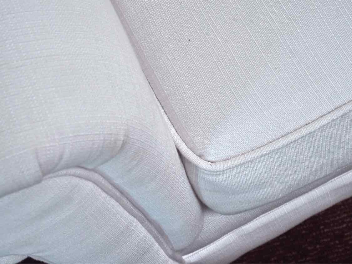 Pair Of White Sunbrella Upholstered Rolled Arm Chairs & Ottoman