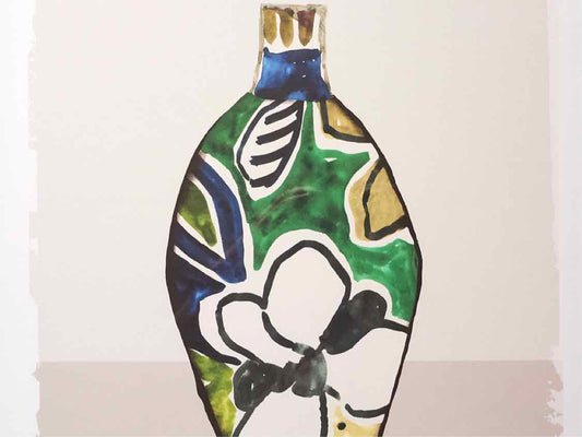 'Picasso Vase III' Print in Grey Wash & Black Frame