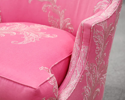 Pair of Custom Hickory Upholstered Pink Chairs