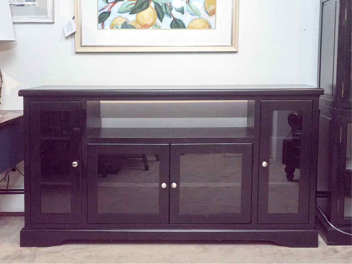 Black Finish 4 Glass Doors 490.00 Media Furniture