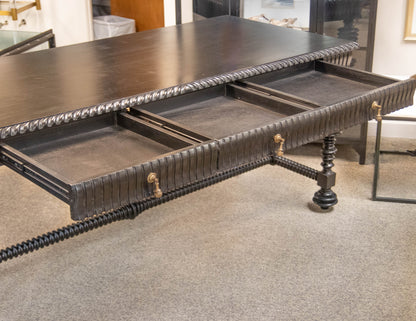 Noir Portugese Hand Rubbed Black Mahogany Writing Desk