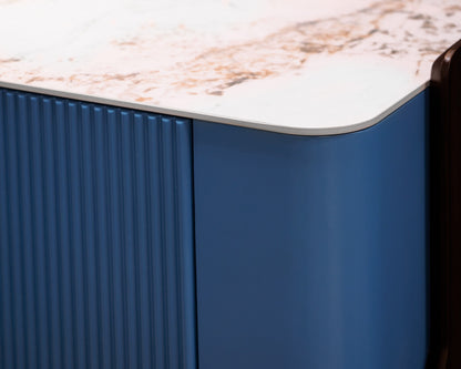 MCM Reeded Cabinet With Stone Top