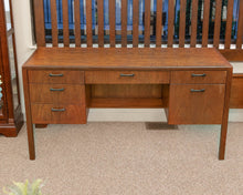 Founders MCM 6 Drawer Executive Desk In Warm Grain Patterned Walnut & Rosewood