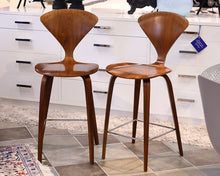 Pair of Cherner Wood Base Counter Stools in Natural Walnut 25"