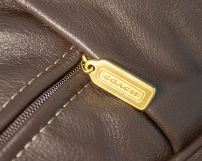Baker "Coach Legacy" Dark Chocolate Leather Roll Arm Sofa