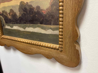 Set of Two Natural Wood Framed Landscapes
