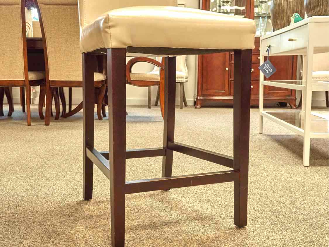 Set of Three Beige Faux Leather Counter Stools