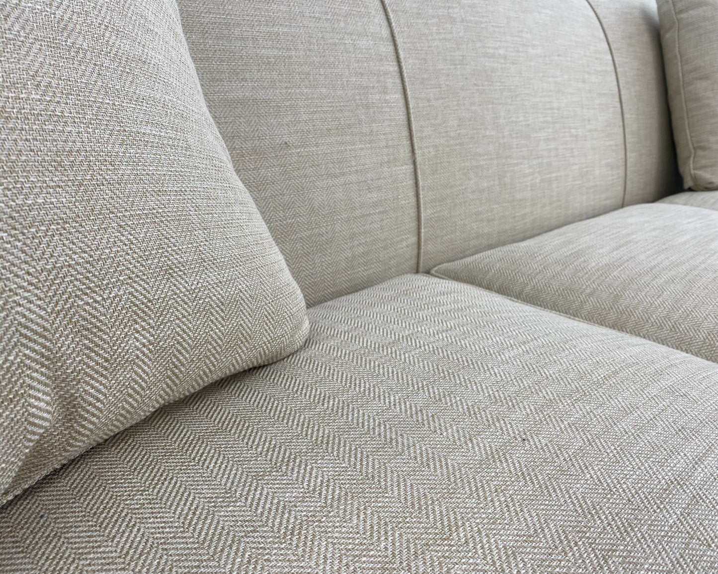 Arhaus Tightback Three Cushion Sofa W/ Brass Nailhead Trim