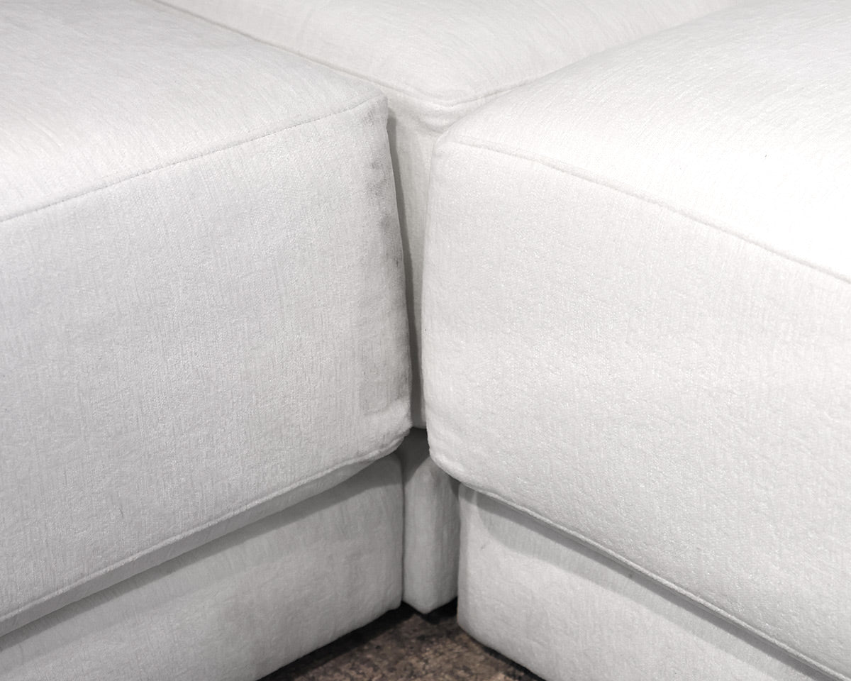Crate & Barrel Gather Deep 3-Piece Bench Seat Sectional in Icon White Chenille