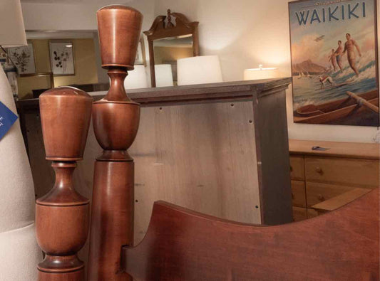 Leonard's Walnut Queen Antique Bed with Goblet Shape Finals