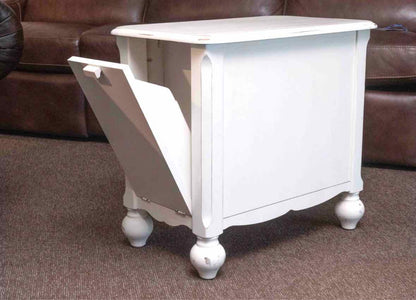 Distressed Ivory Finish 1 Drawer , Door & Magazine Rack Side Table