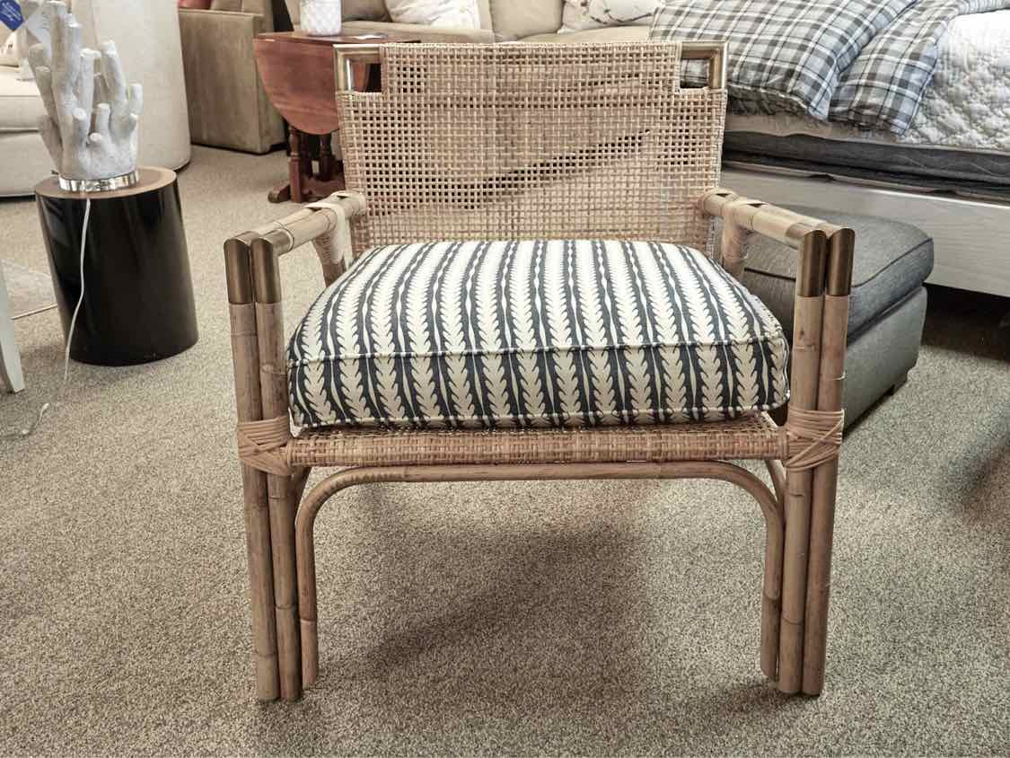 Pair of Serena & Lily 'Mattituck' Rattan Arm Chairs