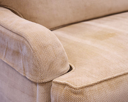 Pearson Two-Cushion Sofa In Basketweave Fabric on Turned Legs