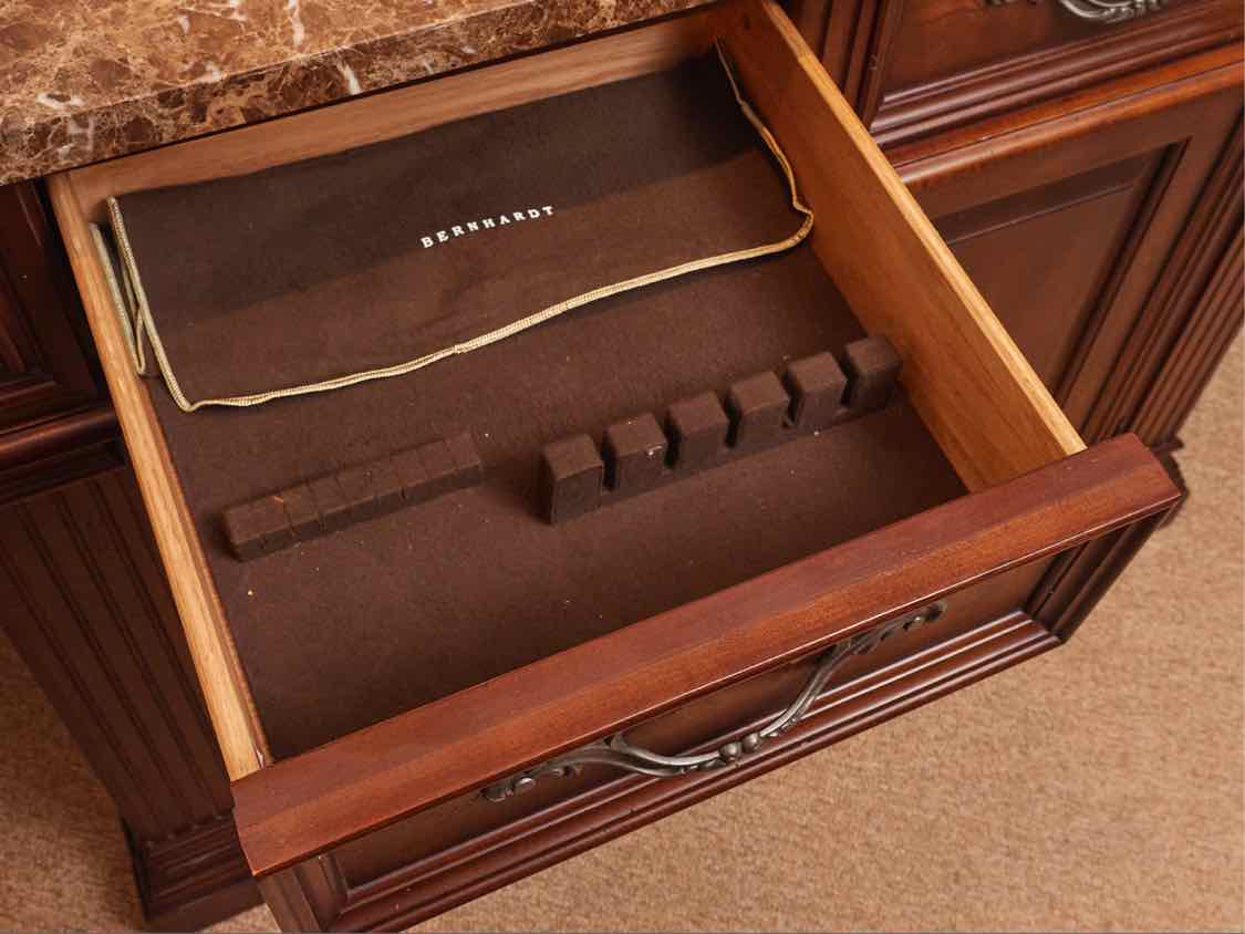 Bernhardt Walnut 2 door & 2 Drawer Server with Marble Top