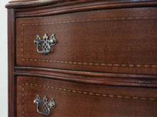 Pair of Mahogany Inlay Nightstands with 2 Drawers & Shelf