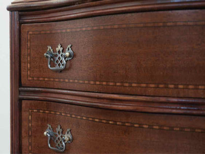 Pair of Mahogany Inlay Nightstands with 2 Drawers & Shelf