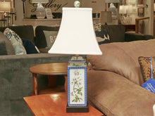 Porcelain Blue & White Butterfly Motif Square Jar Table Lamp