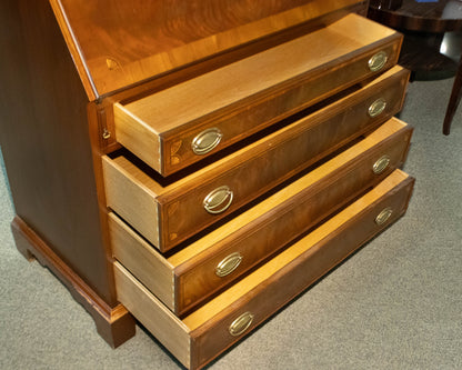 Inlaid Mahogany Drop Front Secretary Desk