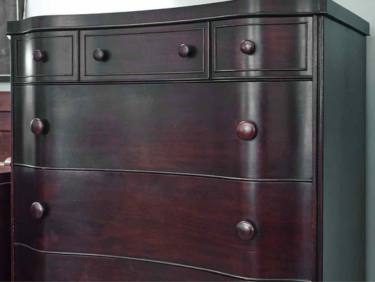 Mahogany Serpentine 5 Drawer Chest