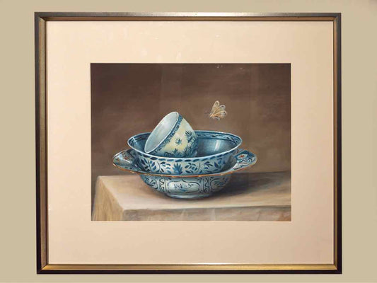 "Traditional Bowl II" Matted Print in Black & Silver Frame