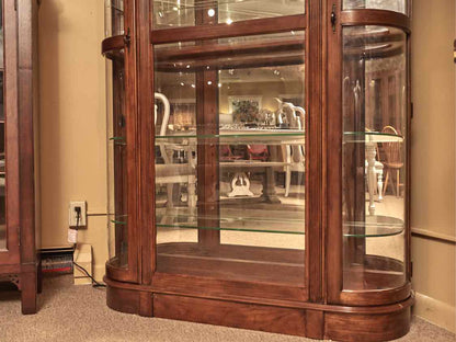 Pulaski Cherry Curved Glass 2 Door 5 Glass Shelf  Display Cabinet