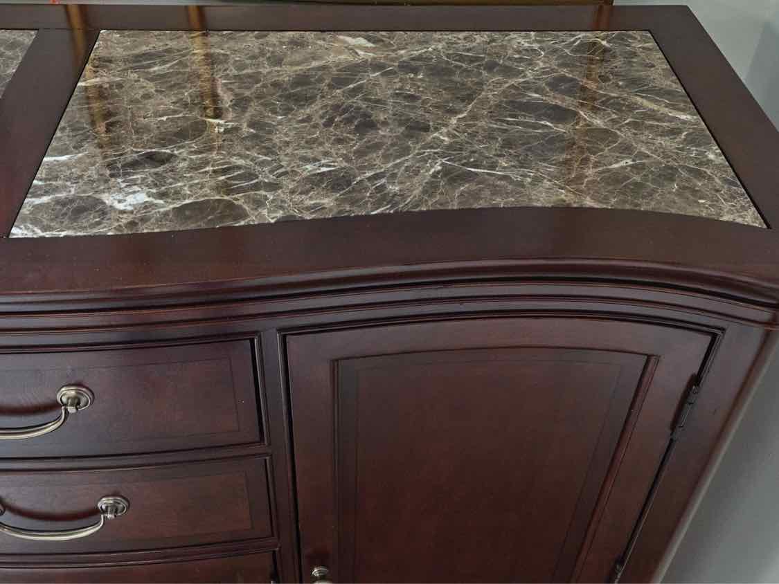 Faux Marble Top Server in Cherry Stain
