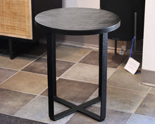 Round Black Hammered Accent Table