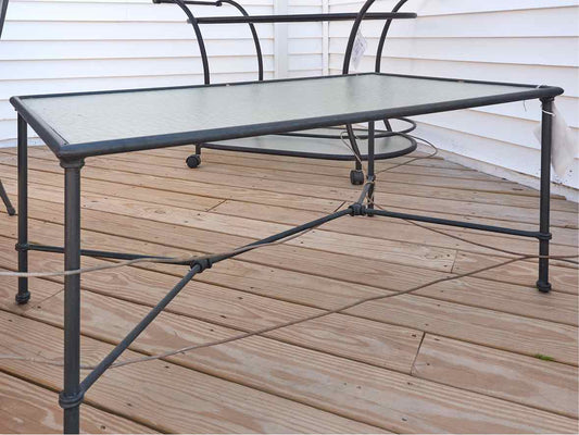 Black Metal Outdoor Cocktail  Table with Glass Top