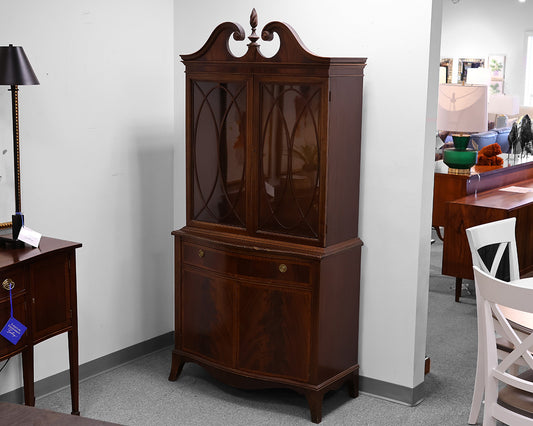 Single Piece Mahogany China Cabinet