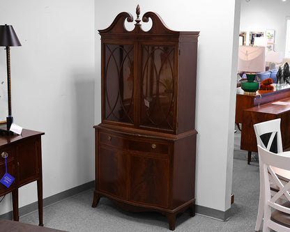 Single Piece Mahogany China Cabinet