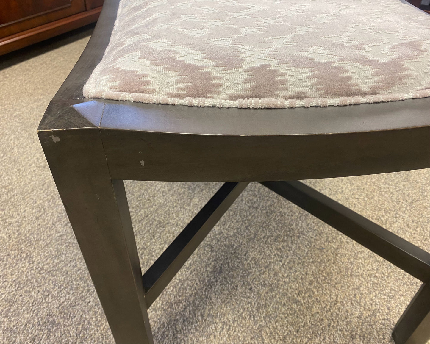 Lee Industries Bench with Blush & Ivory Flame Velvet in Dark Grey Frame