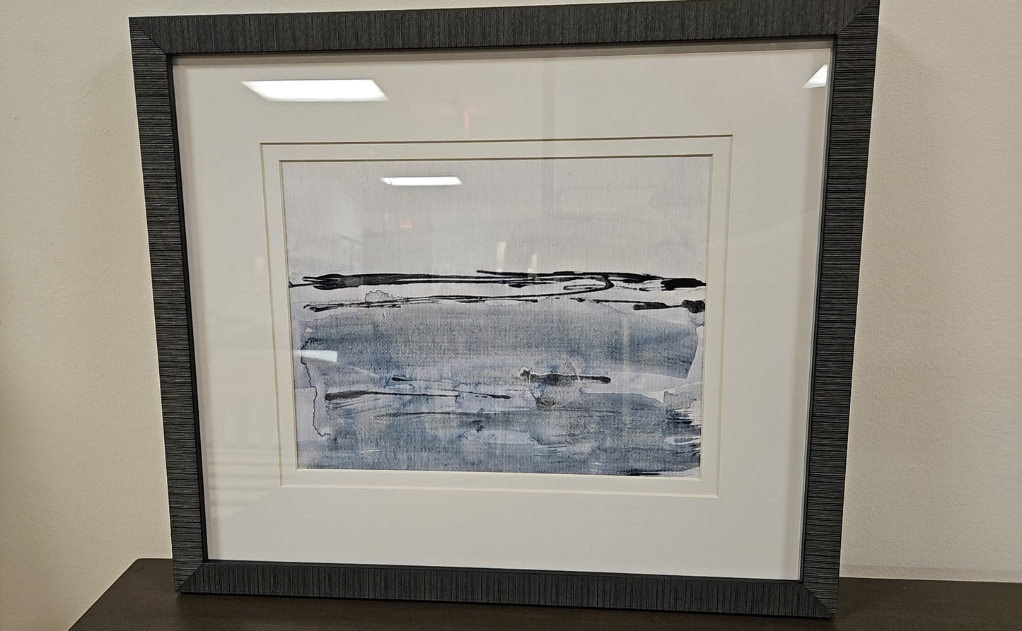 'At the Dawn D' Abstract with Distressed Black Frame