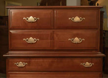 Cherry Finish Maple 2 Over 3 Drawer Chest on Chest