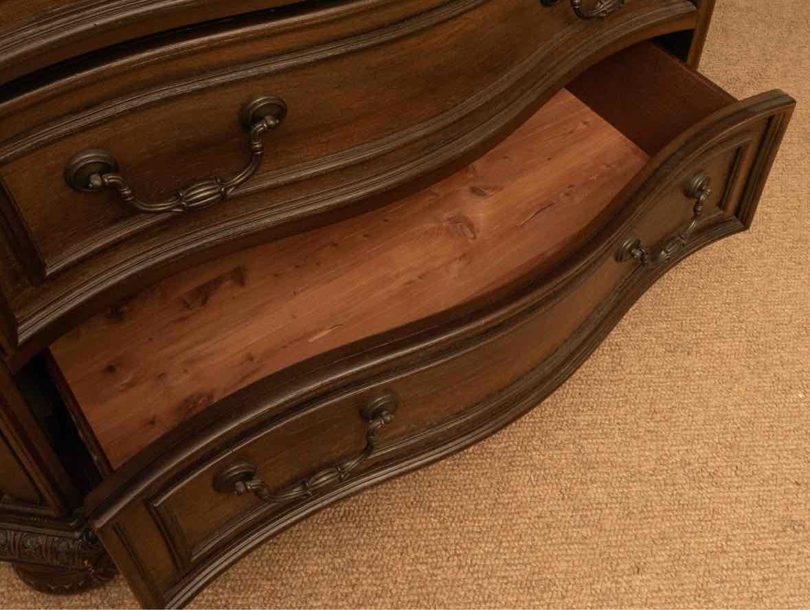 Espesso Finish 5 Drawer 1 Secret Drawer&  Flip Top Mirror Chest