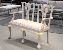 Chippendale White Painted Bench
