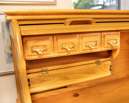 Golden Oak Roll-Top Desk