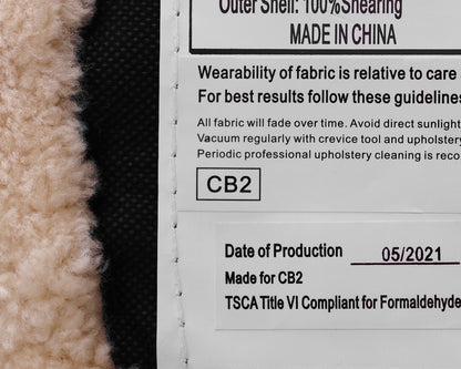 Crate & Barrel Matador Shearling Accent Chair w/ Faux Fur Cushion