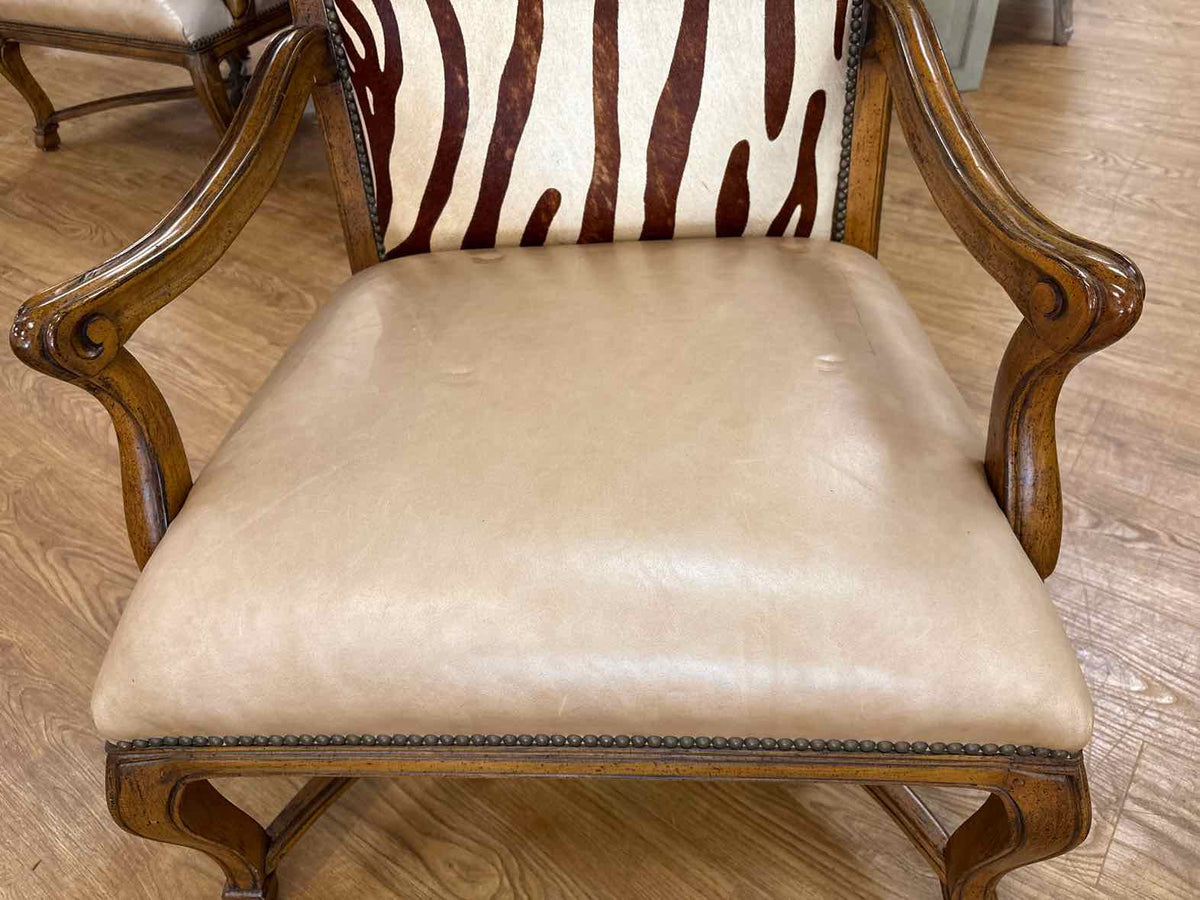 Pair of Carved Wood Zebra Armchairs