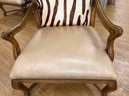 Pair of Carved Wood Zebra Armchairs