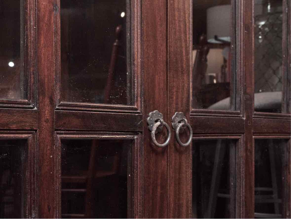 Espresso Finish 4 Window Pane Display Cabinet/Bookcase