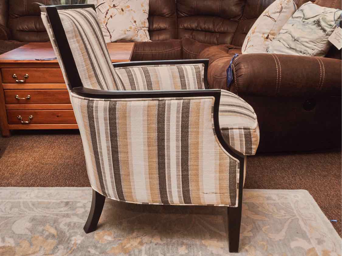 Pair Of  Sam Moore Black,Gray ,Tan,Ivory Striped Upholstered Chairs