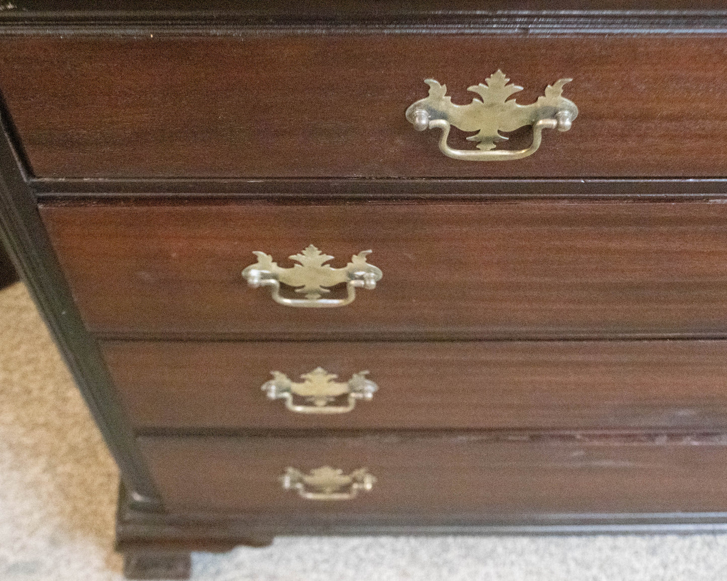 Dark Finish Solid Mahogany 4-Drawer Dresser