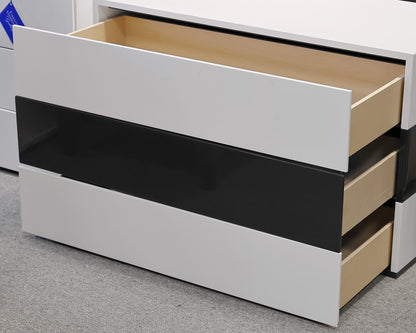 Three Drawer White Lacquer Nightstands