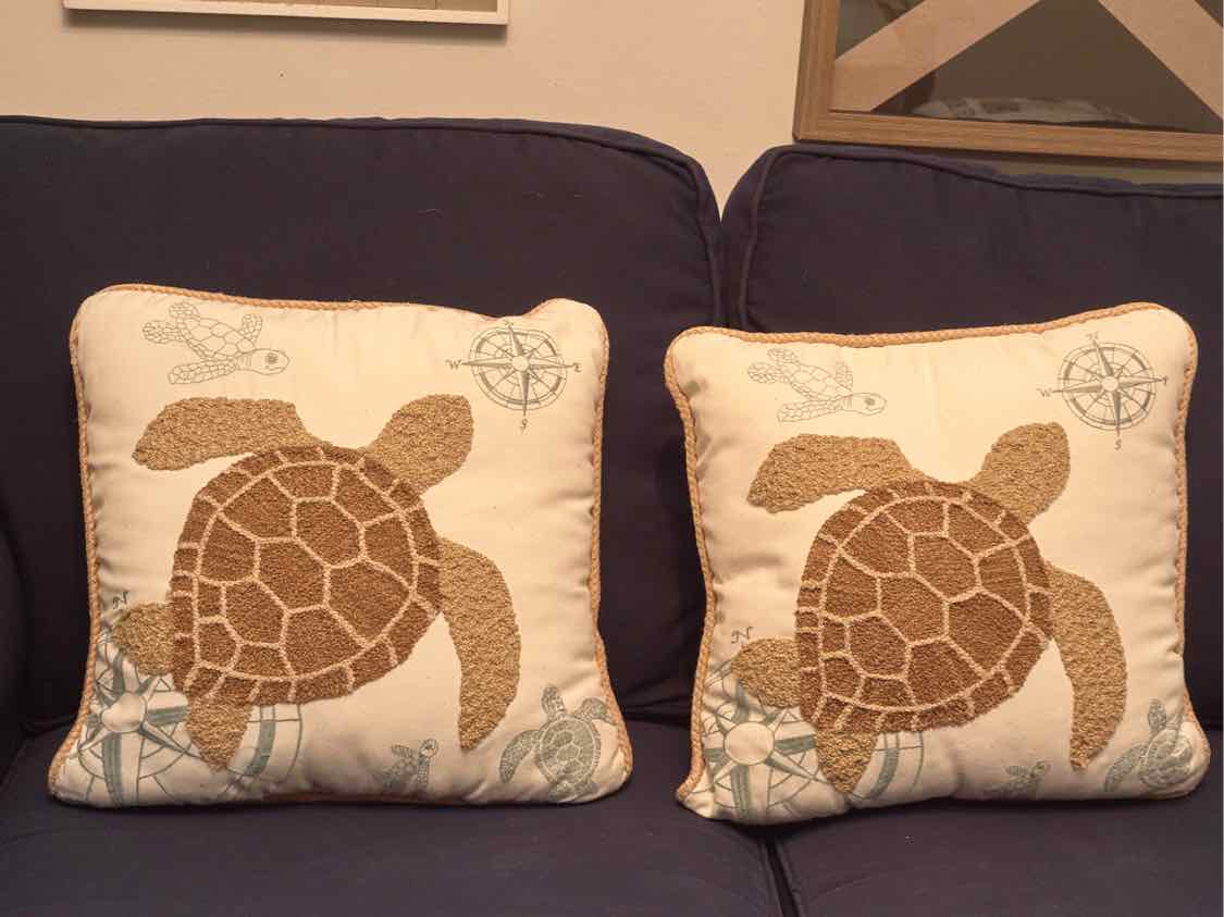 Pier 1 Imports Pair Of Sea Turtles Accent Pillows