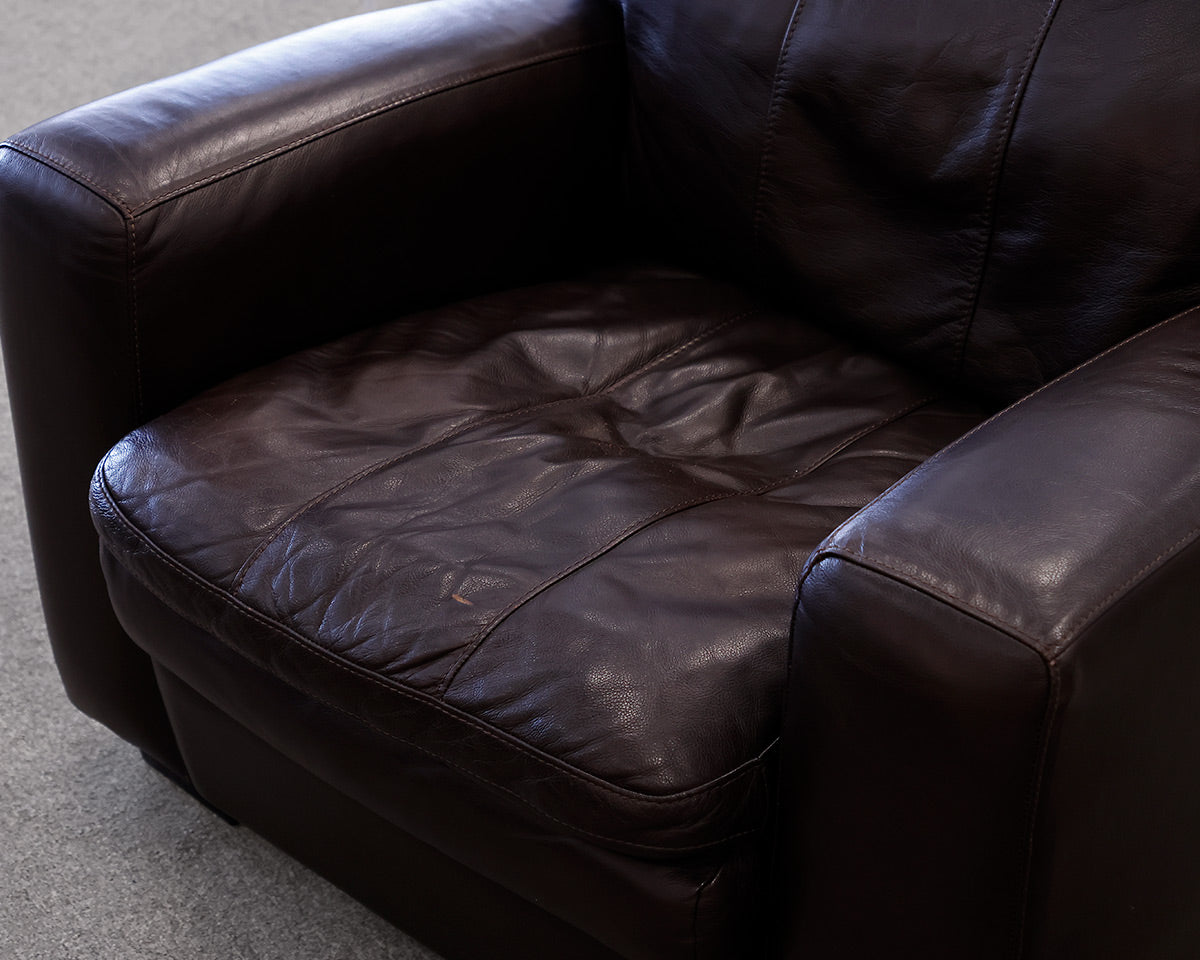Brown Leather Track Arm Chair