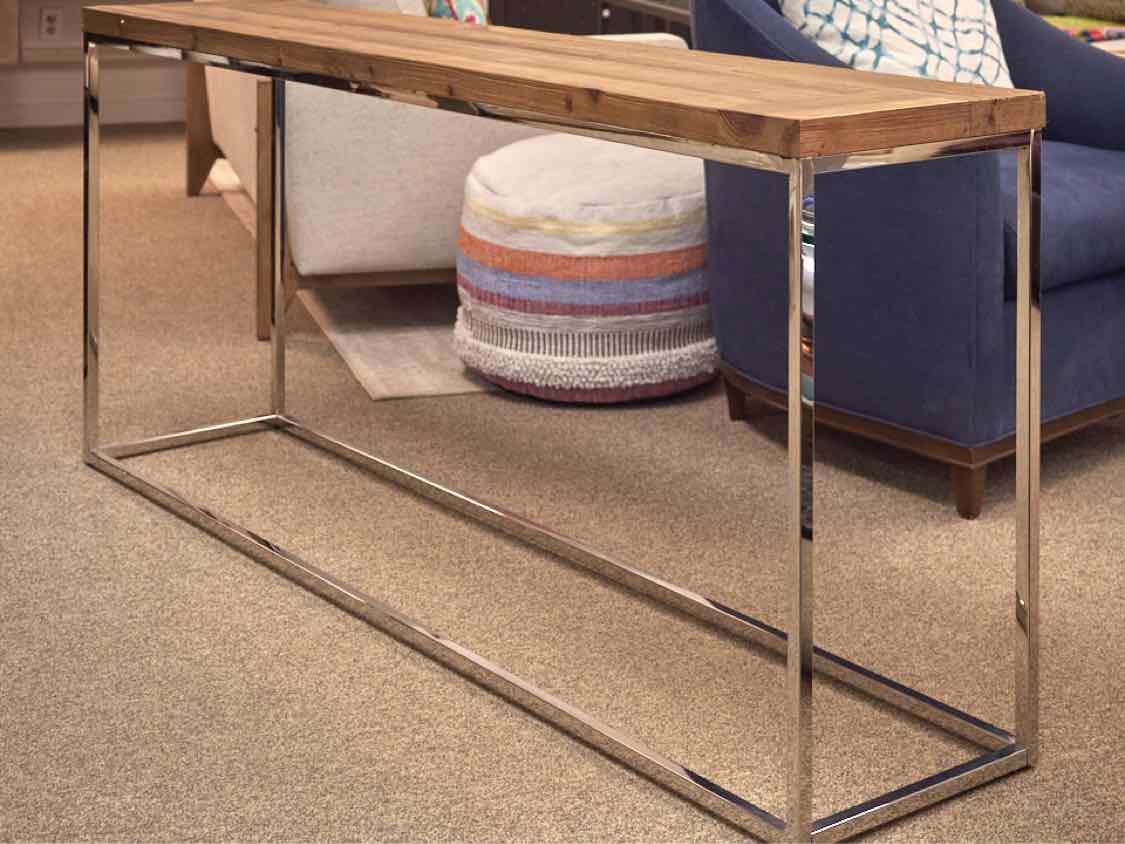 Reclaimed Wood Console with Chrome Base