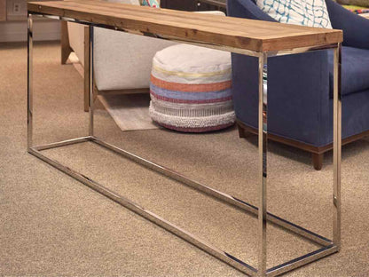 Reclaimed Wood Console with Chrome Base