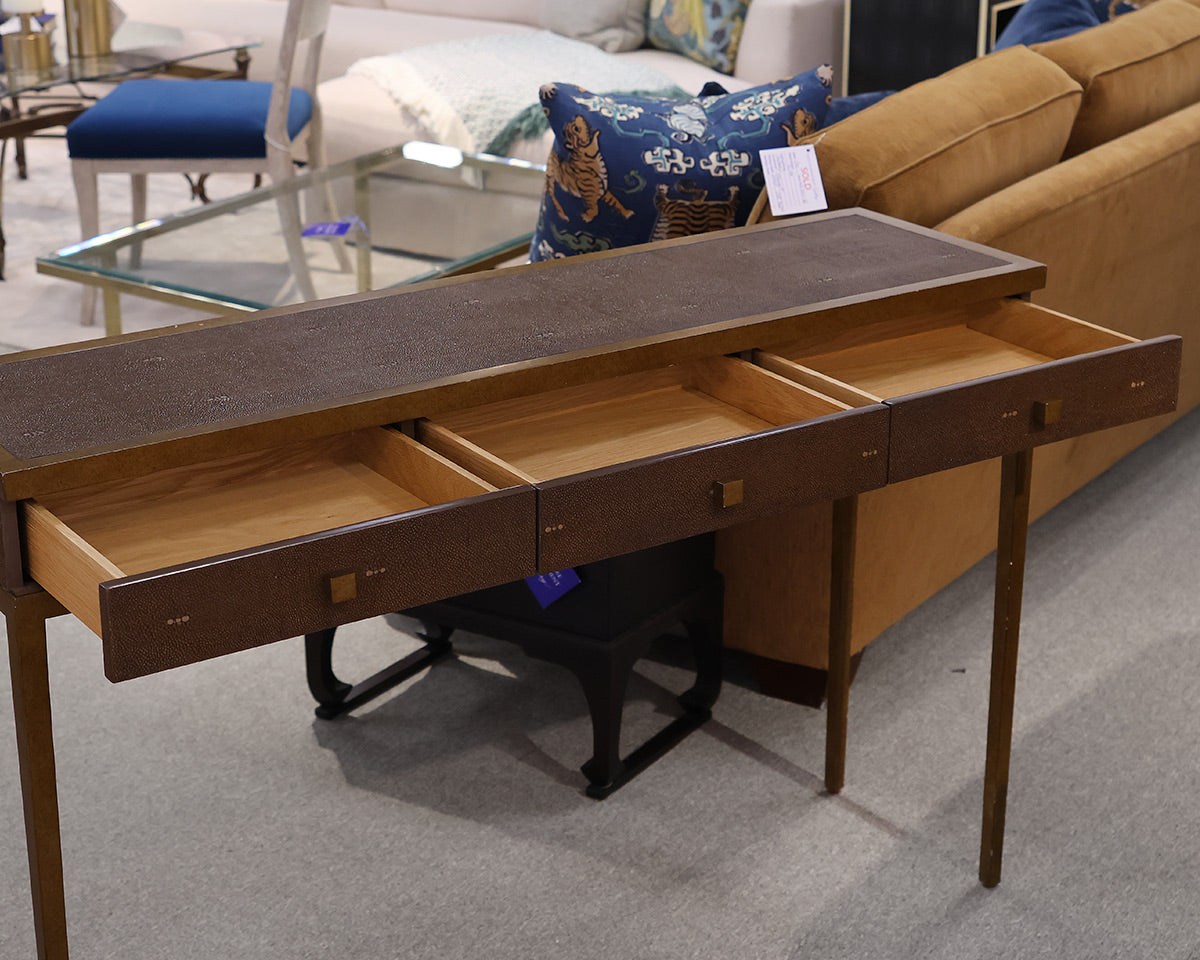 "Frank" Console in Burnished Gold Finish and Copper Shagreen