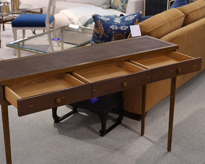 "Frank" Console in Burnished Gold Finish and Copper Shagreen